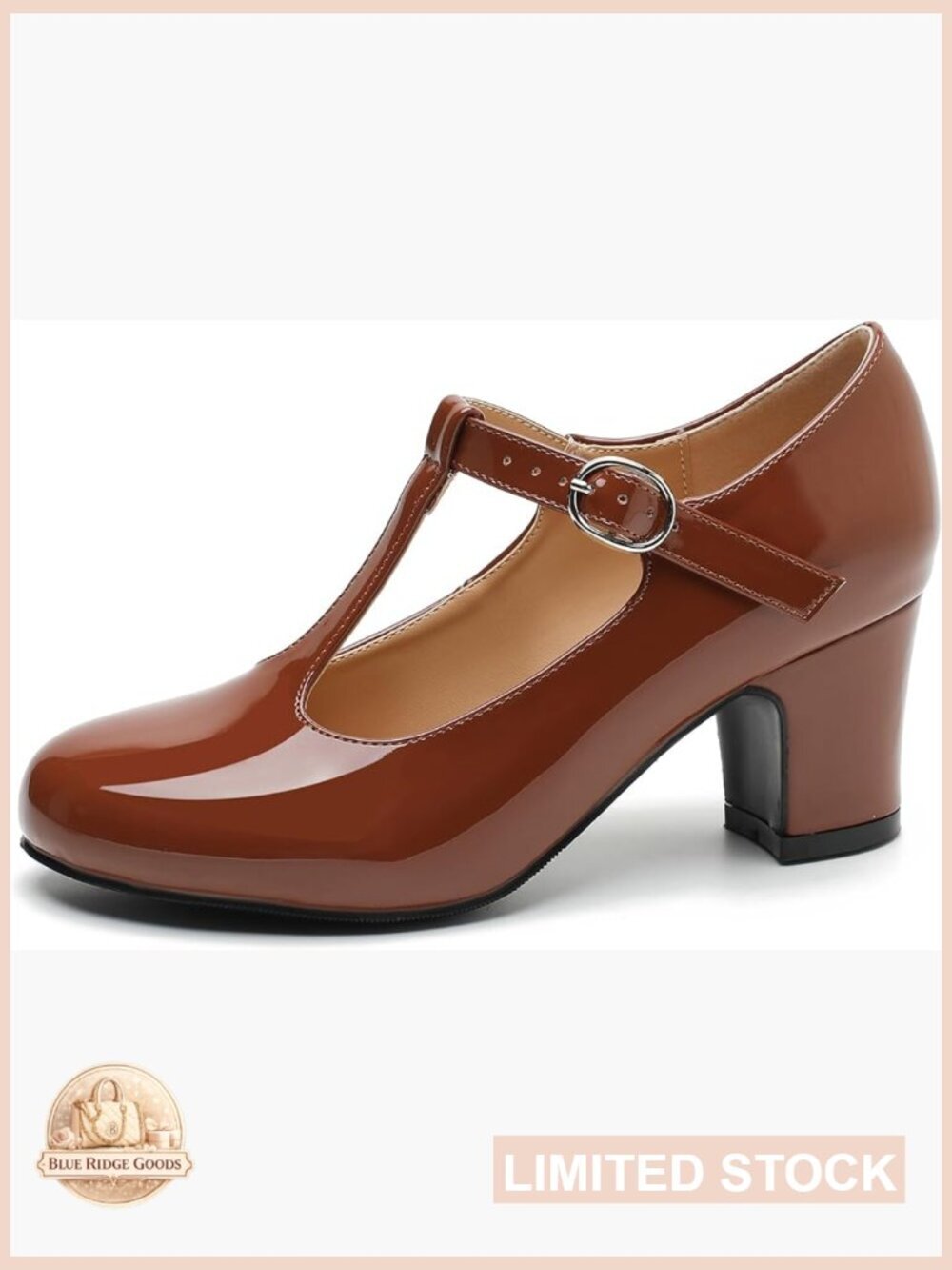 T-Strap Mary Jane Pumps Chunky Block Heel 2.56" Dress Shoes